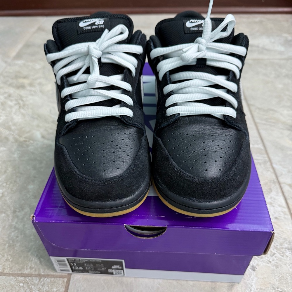 Nike SB Dunk Low Pro in Black and White with Gum Sole - Picture 3 of 10